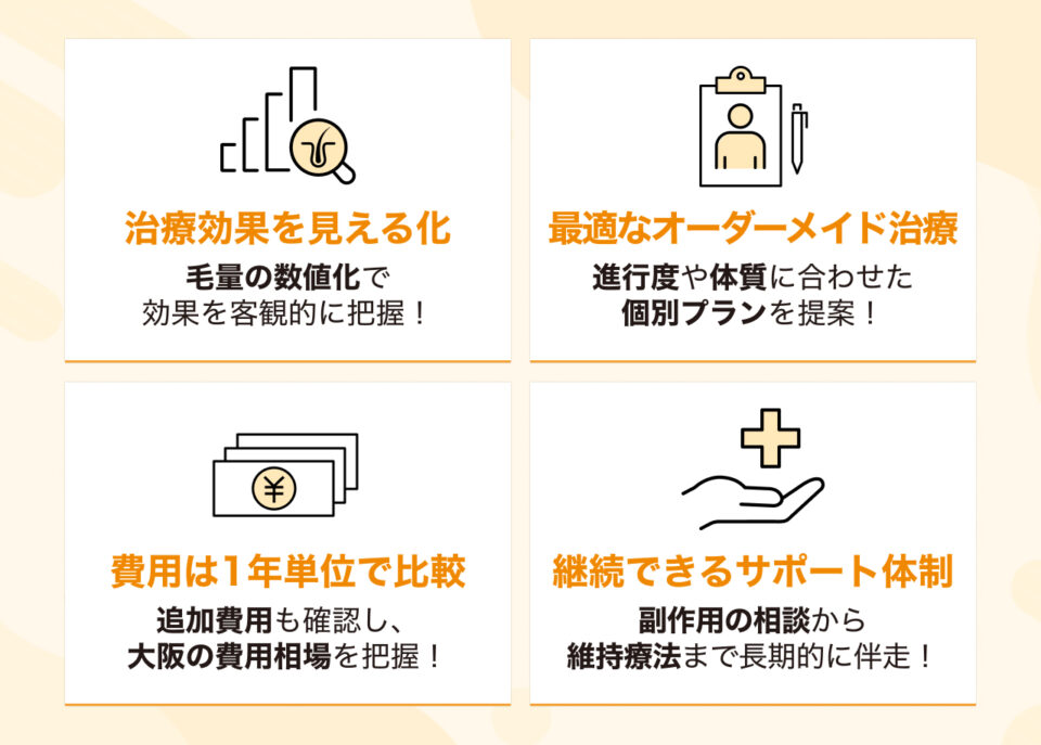 大阪のAGA治療における「後悔しないクリニック」4つの条件